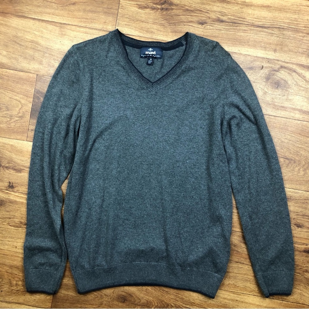 Mavi Gray Blue V Neck Sweater